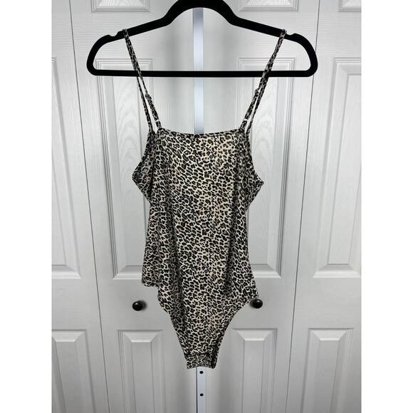 Shein Bodysuit stretchy soft leopard animal print spaghetti strap adj. Large - Picture 7 of 8